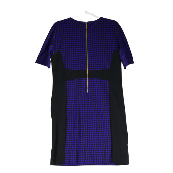 NEW Michael Kors Dress Womens 14 Purple Houndstooth Stretchy Body Con NWT $150 - Picture 4 of 9